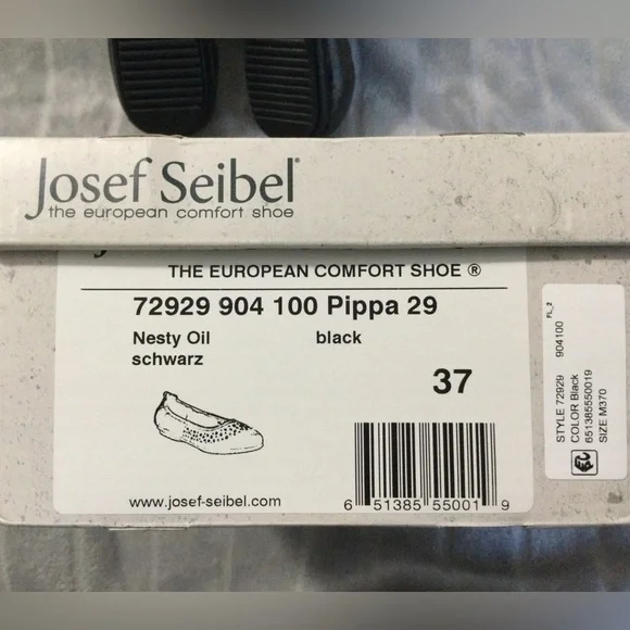 Josef Seibel Pippa 29 Black Nesty Oil Leather Ballerina Flats Size 6 to 6.5 US - Picture 7 of 8